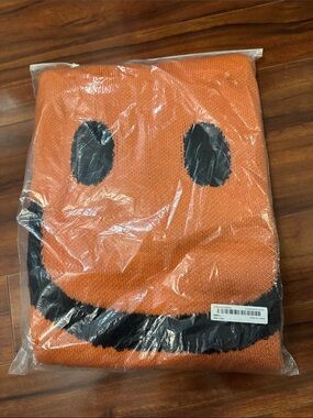 Orange Smiley Knit hoodie Sweater